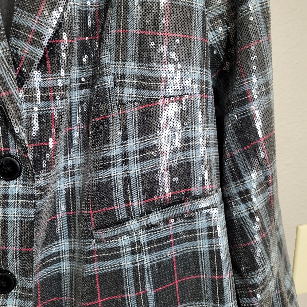Torrid Gray Plaid Sequin Blazer - Picture 5 of 9